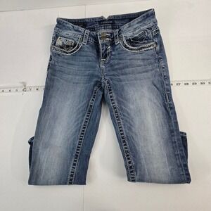 Vigoss Chelsea Capri Jeans Womens Size 3/4 Embellished‎ Pockets Denim